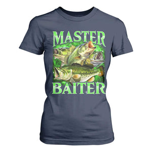 Master Baiter T Shirt For Women Funny Bass Fishing Fisher Bootleg Graphic TS10 Navy Print Your Wear