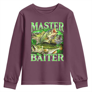 Master Baiter Youth Sweatshirt Funny Bass Fishing Fisher Bootleg Graphic TS10 Maroon Print Your Wear