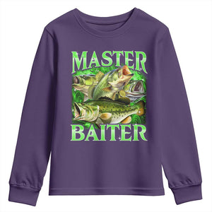 Master Baiter Youth Sweatshirt Funny Bass Fishing Fisher Bootleg Graphic TS10 Purple Print Your Wear