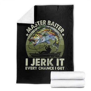Retro Master Baiter Throw Blanket Funny Bass Fishing Fisher TS10 Black Print Your Wear