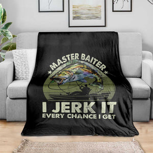 Retro Master Baiter Throw Blanket Funny Bass Fishing Fisher TS10 Print Your Wear
