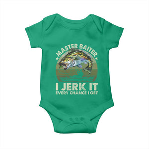 Retro Master Baiter Baby Onesie Funny Bass Fishing Fisher TS10 Irish Green Print Your Wear