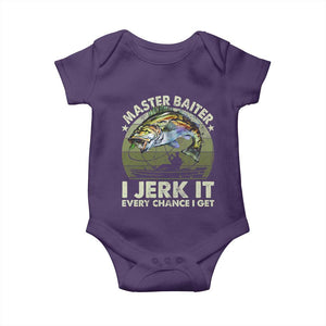 Retro Master Baiter Baby Onesie Funny Bass Fishing Fisher TS10 Purple Print Your Wear