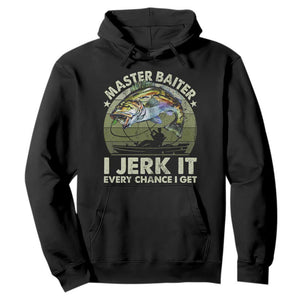 Retro Master Baiter Hoodie Funny Bass Fishing Fisher TS10 Black Print Your Wear