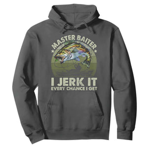 Retro Master Baiter Hoodie Funny Bass Fishing Fisher TS10 Dark Heather Print Your Wear
