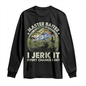Retro Master Baiter Long Sleeve Shirt Funny Bass Fishing Fisher TS10 Black Print Your Wear