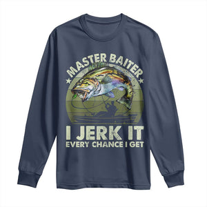 Retro Master Baiter Long Sleeve Shirt Funny Bass Fishing Fisher TS10 Navy Print Your Wear
