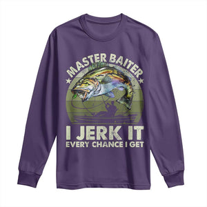 Retro Master Baiter Long Sleeve Shirt Funny Bass Fishing Fisher TS10 Purple Print Your Wear