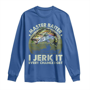 Retro Master Baiter Long Sleeve Shirt Funny Bass Fishing Fisher TS10 Royal Blue Print Your Wear