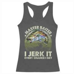 Retro Master Baiter Racerback Tank Top Funny Bass Fishing Fisher TS10 Dark Heather Print Your Wear