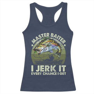 Retro Master Baiter Racerback Tank Top Funny Bass Fishing Fisher TS10 Navy Print Your Wear