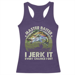 Retro Master Baiter Racerback Tank Top Funny Bass Fishing Fisher TS10 Purple Print Your Wear