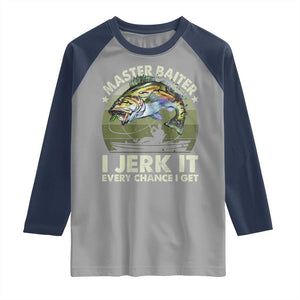 Retro Master Baiter Raglan Shirt Funny Bass Fishing Fisher TS10 Sport Gray Navy Print Your Wear