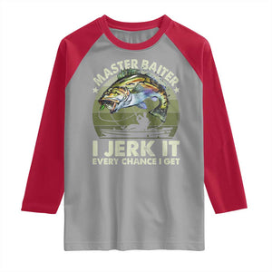 Retro Master Baiter Raglan Shirt Funny Bass Fishing Fisher TS10 Sport Gray Red Print Your Wear