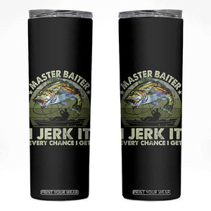 Retro Master Baiter Skinny Tumbler Funny Bass Fishing Fisher TS10 Black Print Your Wear