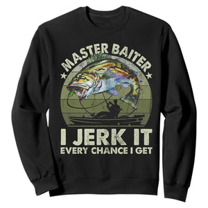 Retro Master Baiter Sweatshirt Funny Bass Fishing Fisher TS10 Black Print Your Wear
