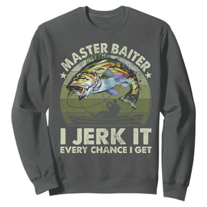 Retro Master Baiter Sweatshirt Funny Bass Fishing Fisher TS10 Dark Heather Print Your Wear