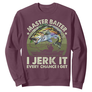 Retro Master Baiter Sweatshirt Funny Bass Fishing Fisher TS10 Maroon Print Your Wear