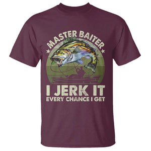 Retro Master Baiter T Shirt - Funny Bass Fishing Fisher Humor Angler Tee TS10 Maroon Print Your Wear