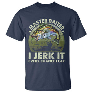 Retro Master Baiter T Shirt Funny Bass Fishing Fisher TS10 Navy Print Your Wear