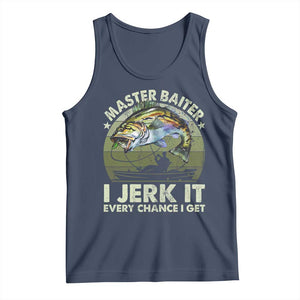 Retro Master Baiter Tank Top Funny Bass Fishing Fisher TS10 Navy Print Your Wear