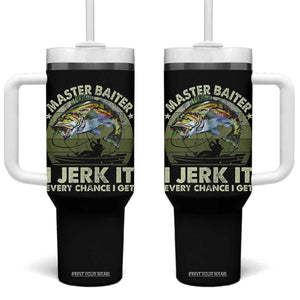 Retro Master Baiter Tumbler With Handle Funny Bass Fishing Fisher TS10 One Size: 40 oz Black Print Your Wear