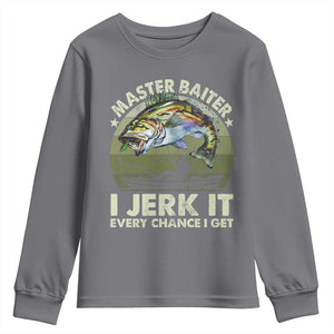 Retro Master Baiter Youth Sweatshirt Funny Bass Fishing Fisher TS10 Charcoal Print Your Wear