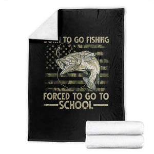 Born To Go Fishing Throw Blanket Forced School Fisherman Camouflage US Flag TS10 Black Print Your Wear