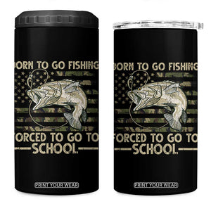 Born To Go Fishing 4 in 1 Can Cooler Tumbler Forced School Fisherman Camouflage US Flag TS10 One Size: 16 oz Black Print Your Wear