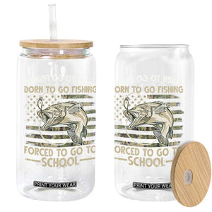 Born To Go Fishing Glass Can Forced School Fisherman Camouflage US Flag TS10 Print Your Wear
