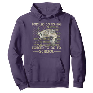 Born To Go Fishing Hoodie Forced School Fisherman Camouflage US Flag TS10 Purple Print Your Wear