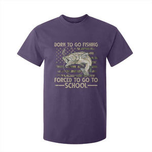 Born To Go Fishing T Shirt For Kid Forced School Fisherman Camouflage US Flag TS10 Purple Print Your Wear