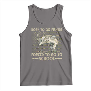 Born To Go Fishing Tank Top Forced School Fisherman Camouflage US Flag TS10 Deep Heather Print Your Wear
