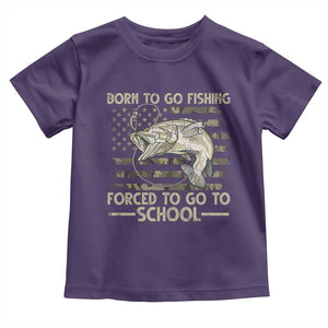 Born To Go Fishing Toddler T Shirt Forced School Fisherman Camouflage US Flag TS10 Purple Print Your Wear