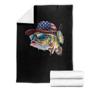 Funny Fishing American Flag Throw Blanket Patriotic Fisherman Family Gift TS10 Black Print Your Wear
