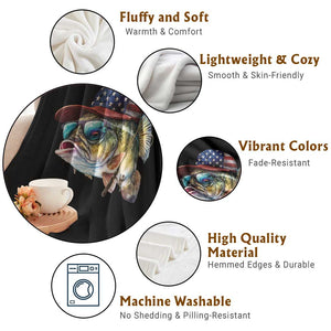 Funny Fishing American Flag Throw Blanket Patriotic Fisherman Family Gift TS10 Print Your Wear