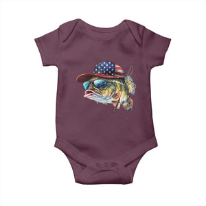 Funny Fishing American Flag Baby Onesie Patriotic Fisherman Family Gift TS10 Maroon Print Your Wear