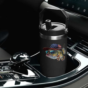 Funny Fishing American Flag Flip Straw Tumbler Patriotic Fisherman Family Gift TS10 Print Your Wear