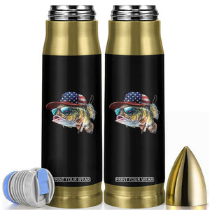 Funny Fishing American Flag Bullet Tumbler Patriotic Fisherman Family Gift TS10 Black Print Your Wear