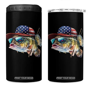 Funny Fishing American Flag 4 in 1 Can Cooler Tumbler Patriotic Fisherman Family Gift TS10 One Size: 16 oz Black Print Your Wear