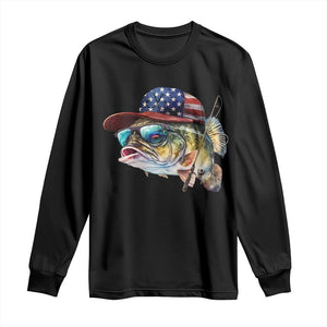 Funny Fishing American Flag Long Sleeve Shirt Patriotic Fisherman Family Gift TS10 Black Print Your Wear