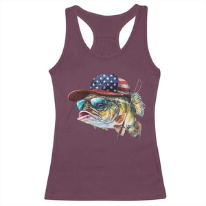 Funny Fishing American Flag Racerback Tank Top Patriotic Fisherman Family Gift TS10 Maroon Print Your Wear