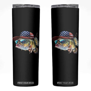 Funny Fishing American Flag Skinny Tumbler Patriotic Fisherman Family Gift TS10 Black Print Your Wear