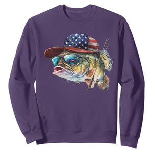 Funny Fishing American Flag Sweatshirt Patriotic Fisherman Family Gift TS10 Purple Print Your Wear