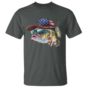 Funny Fishing American Flag T Shirt Patriotic Fisherman Family Gift TS10 Dark Heather Print Your Wear