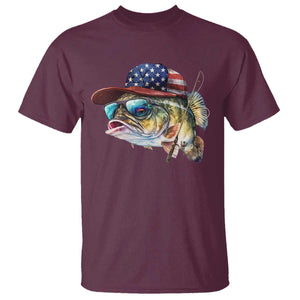 Funny Fishing American Flag T Shirt Patriotic Fisherman Family Gift TS10 Maroon Print Your Wear