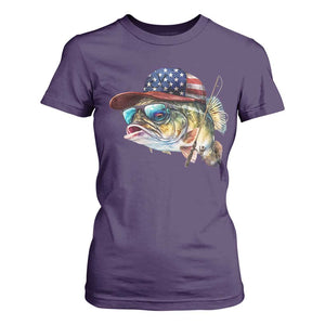 Funny Fishing American Flag T Shirt For Women Patriotic Fisherman Family Gift TS10 Purple Print Your Wear