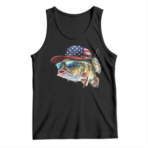 Funny Fishing American Flag Tank Top Patriotic Fisherman Family Gift TS10 Black Print Your Wear