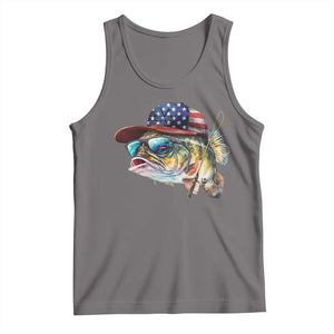 Funny Fishing American Flag Tank Top Patriotic Fisherman Family Gift TS10 Deep Heather Print Your Wear