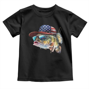 Funny Fishing American Flag Toddler T Shirt Patriotic Fisherman Family Gift TS10 Black Print Your Wear